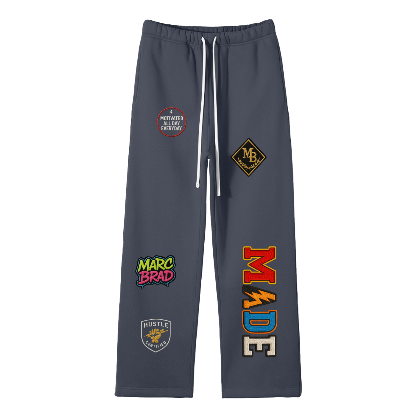 New Marcbrad- Unisex Solid Color Fleece Straight Leg Pants