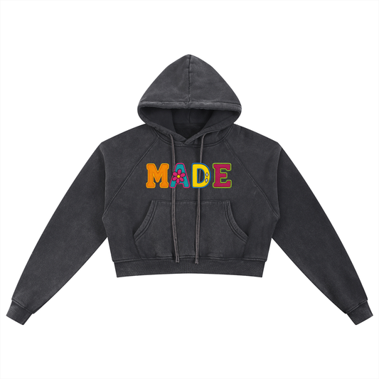 New Marcbrad Snow Washed Cropped Hoodie Women