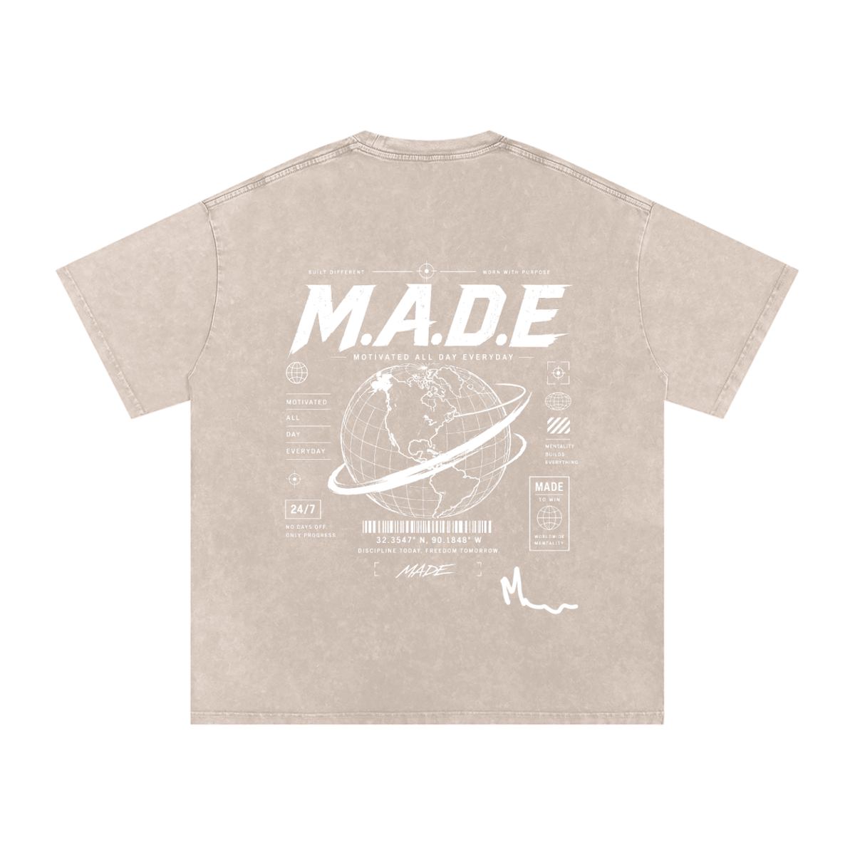 MarcBrad - Snow Washed Oversized Cotton T-Shirt