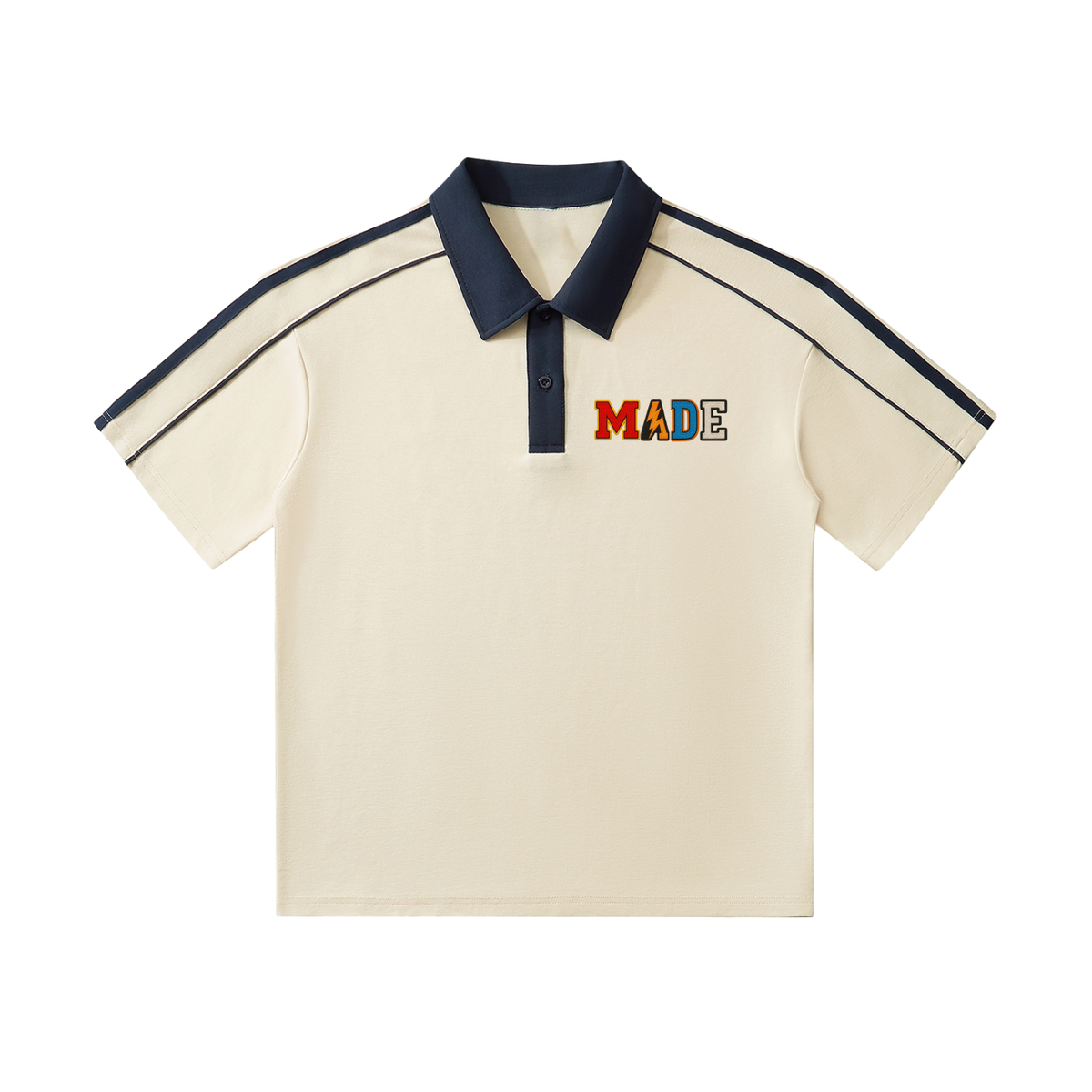 MarcBrad - Contrast Collar Short-Sleeve Polo Shirt