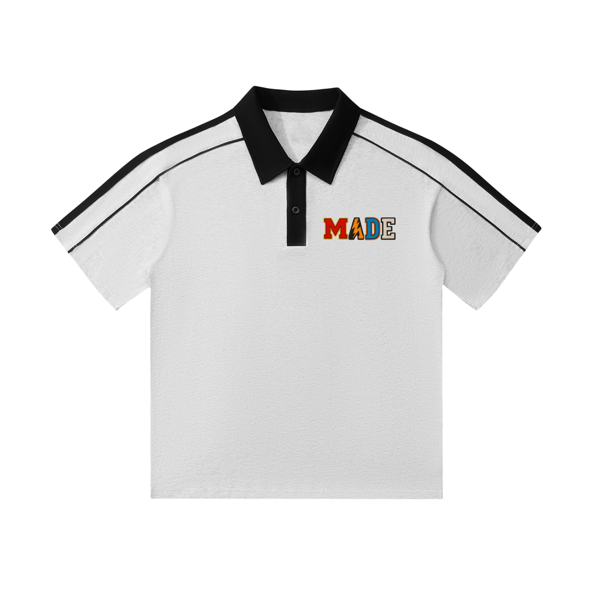 MarcBrad - Contrast Collar Short-Sleeve Polo Shirt