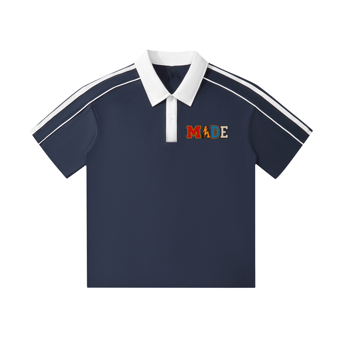 MarcBrad - Contrast Collar Short-Sleeve Polo Shirt