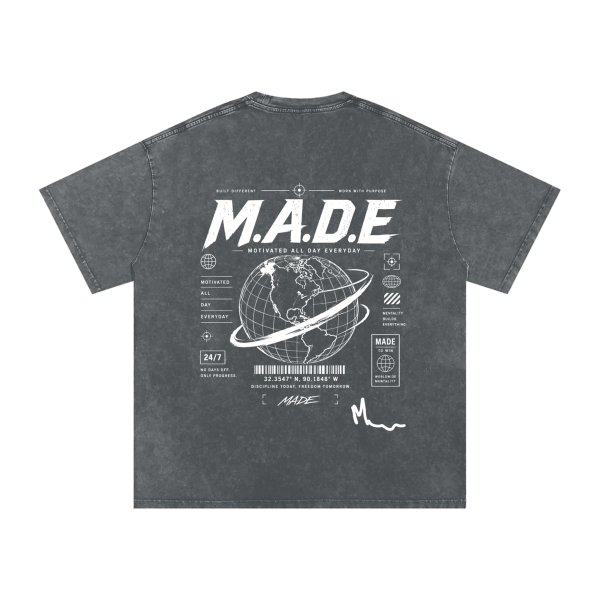 MarcBrad - Snow Washed Oversized Cotton T-Shirt