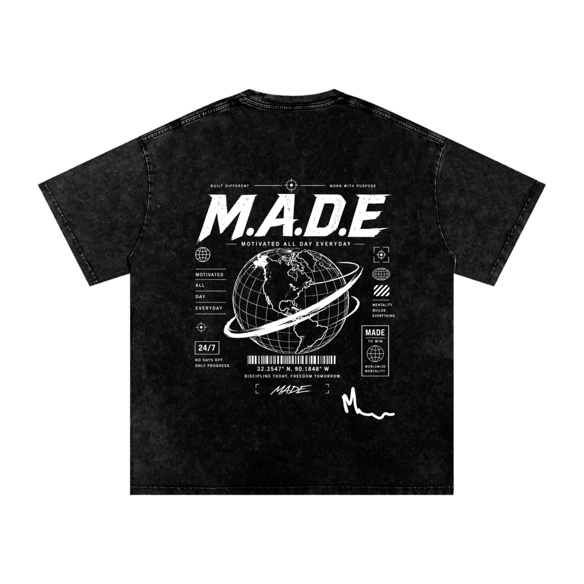 MarcBrad - Snow Washed Oversized Cotton T-Shirt