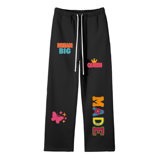 New Marcbrad- Solid Color Fleece Straight Leg Pants Women